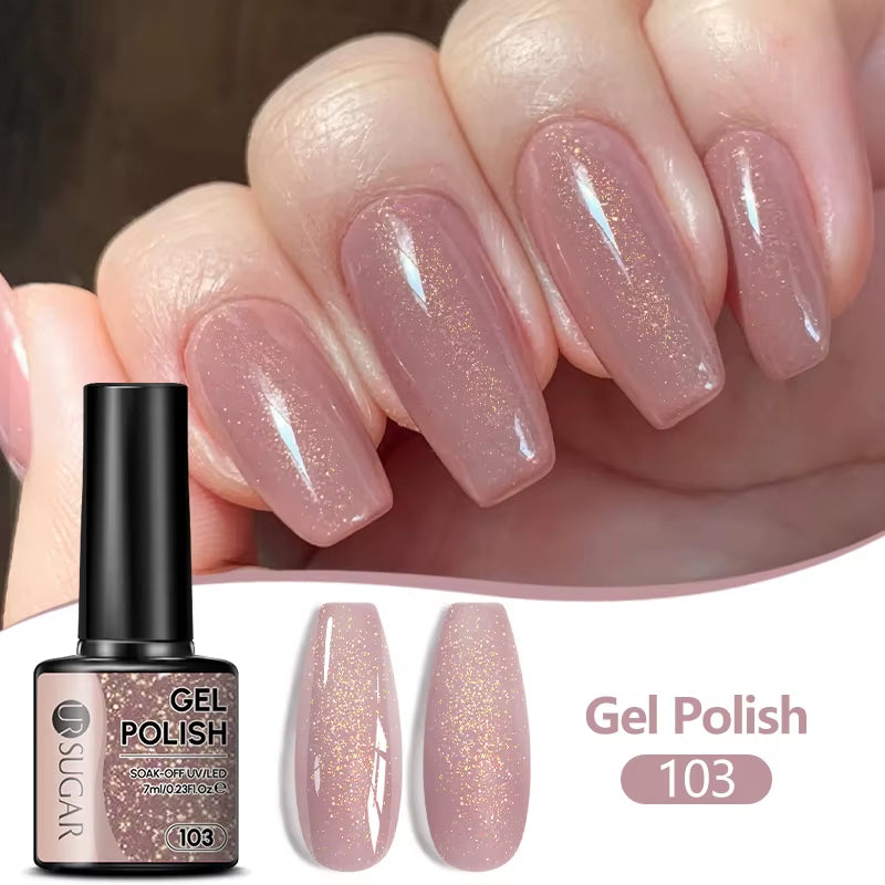 7/7.5Ml Nude Glitter Color Nail Gel Polish Semi-Permanent Varnish Soak off Nail Art Base Top Coat UV LED Gel Manicure