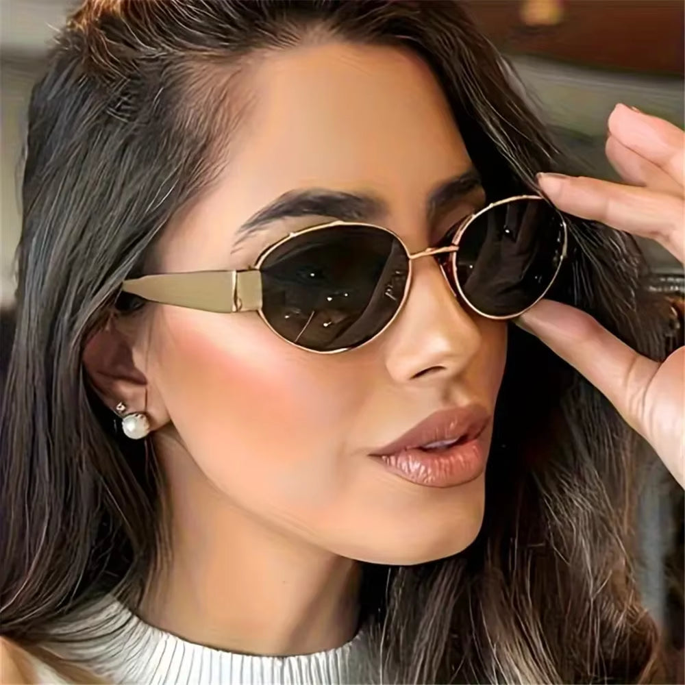 2PCS Vintage Punk Style Sunglasses Retro round Metal Frame Women Sun Glasses Fashion Eyewear