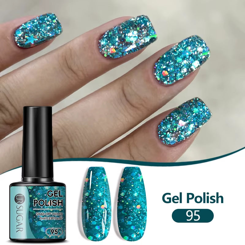 7/7.5Ml Nude Glitter Color Nail Gel Polish Semi-Permanent Varnish Soak off Nail Art Base Top Coat UV LED Gel Manicure