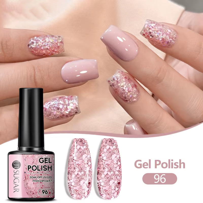 7/7.5Ml Nude Glitter Color Nail Gel Polish Semi-Permanent Varnish Soak off Nail Art Base Top Coat UV LED Gel Manicure