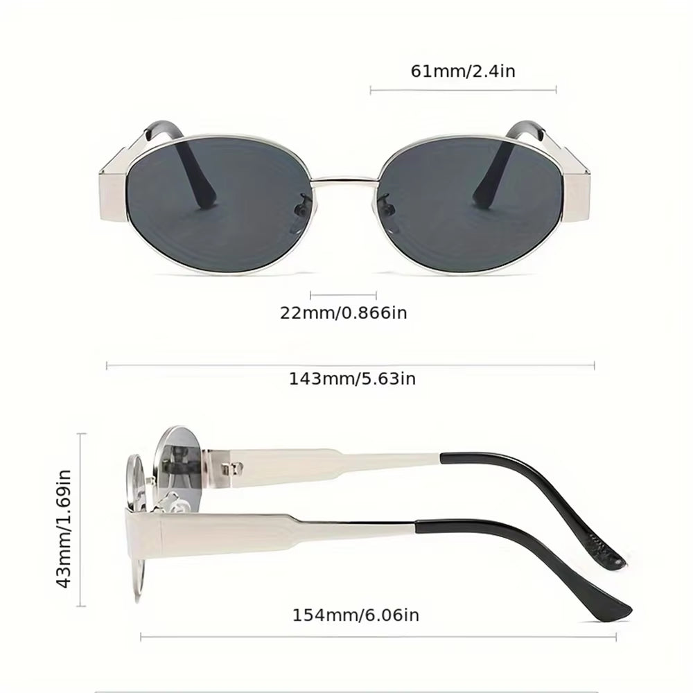 2PCS Vintage Punk Style Sunglasses Retro round Metal Frame Women Sun Glasses Fashion Eyewear